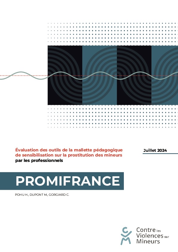 Evaluation des outils de la mallette pédagogique de sensibilisation sur la prostitution des mineurs 