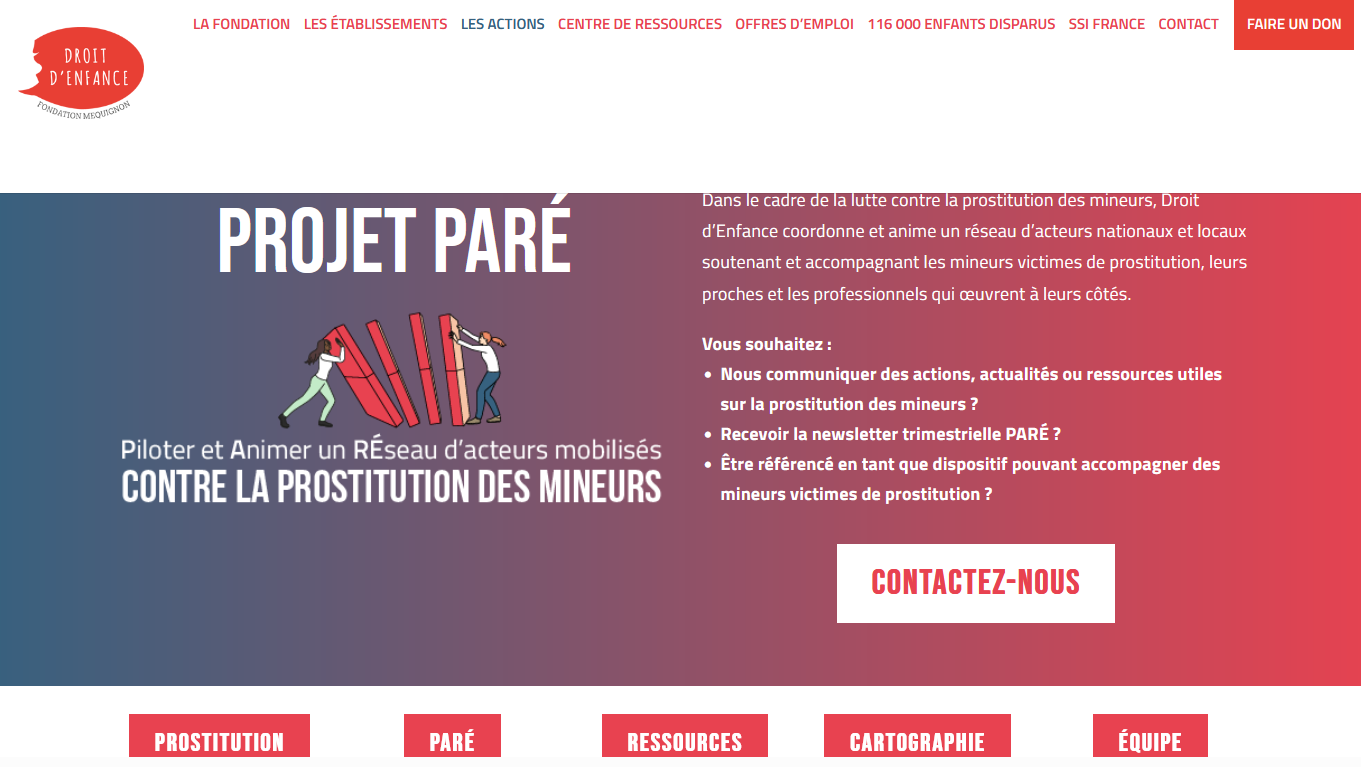 Projet PARE lutte contre la prostitution des mineurs