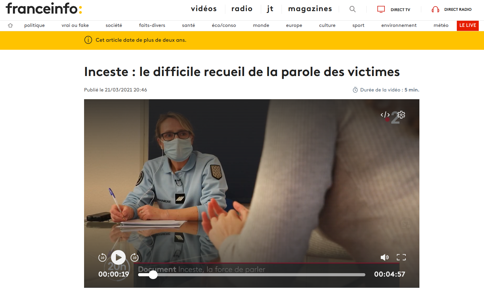 France Info Inceste recueil de la parole des victimes