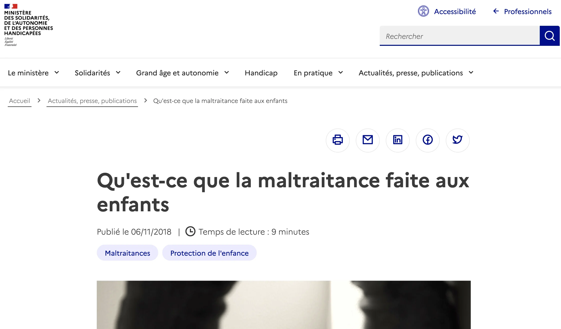 Site du gouverenement sur la maltraitances des mineurs