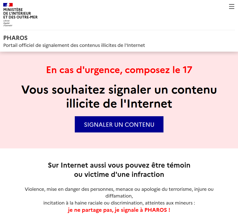 www.internet-signalement.gouv.fr - PHAROS