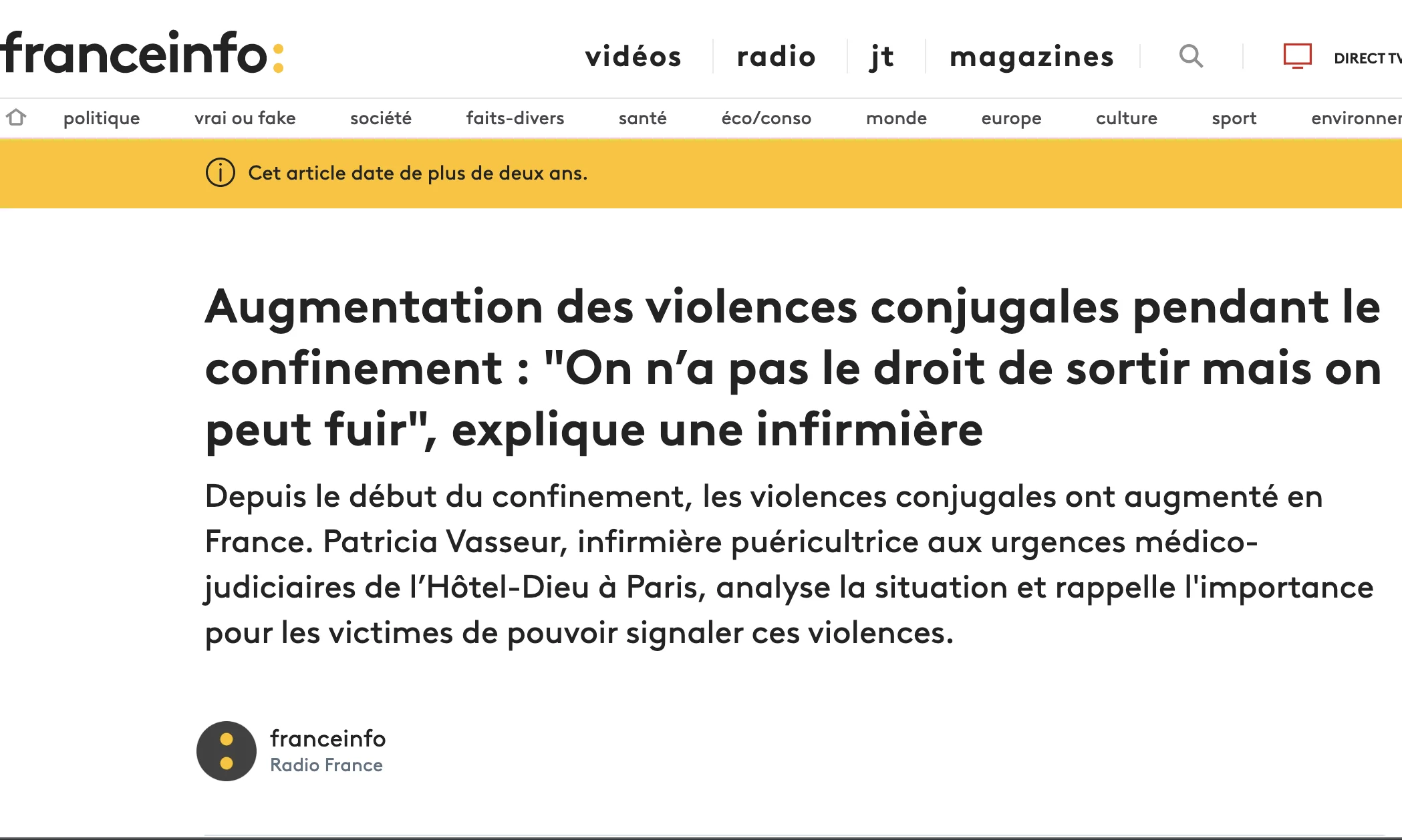 Témoignage Patricia Vasseur, CVM, violences conjugales, France Info