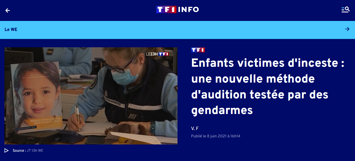 TF1 - Calliope, la nouvelle technique d'audition des enfants victimes