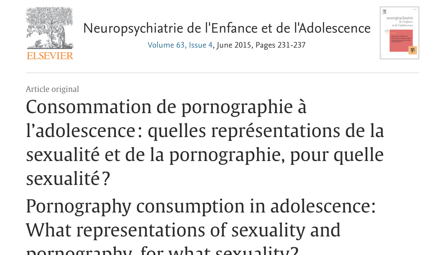 Consommation de pornographie à l’adolescence