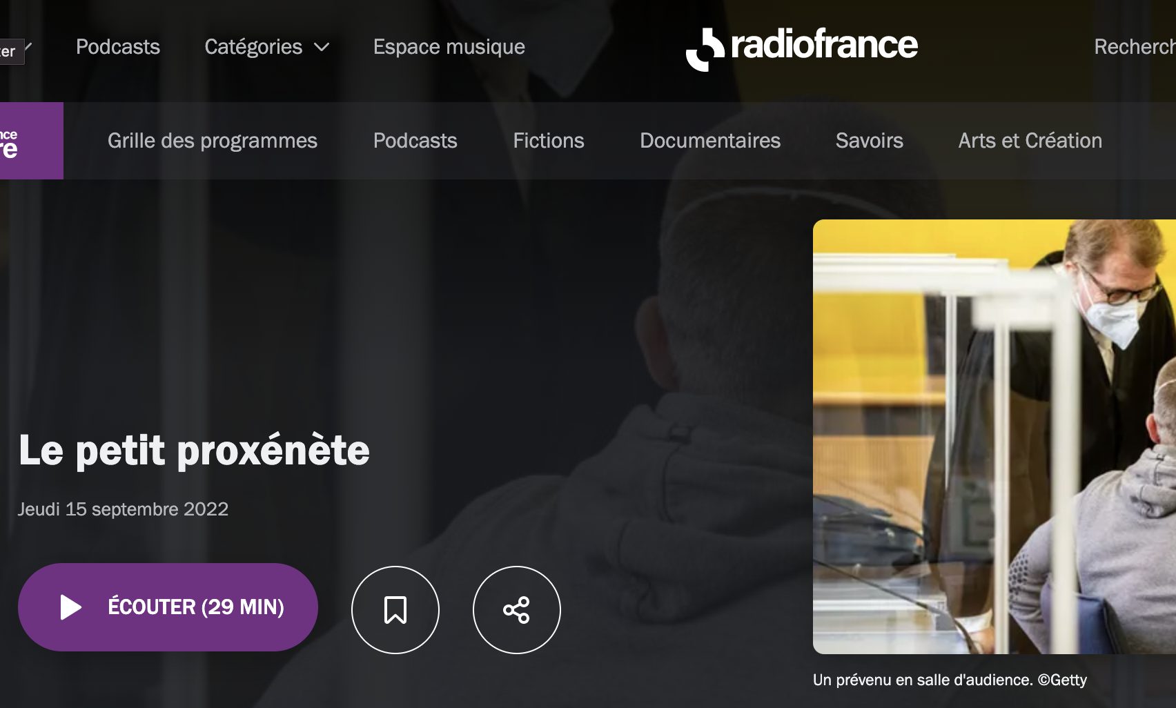 Podcast de France Culture sur prostitution, exploitation sexuelle, proxénète