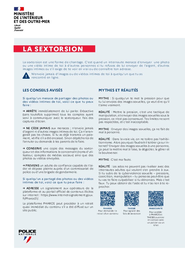 Sextorsion - conseils, mythes, réalités