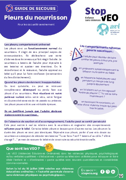 Guide de secours sur les pleurs du nourrisson - VEO