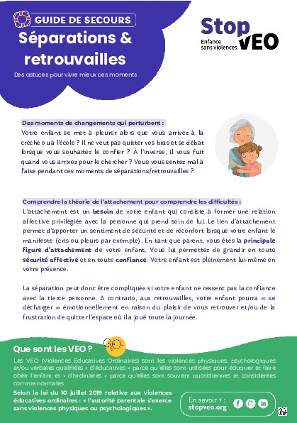 Guide des secours pour les retrouvailles et séparations - VEO