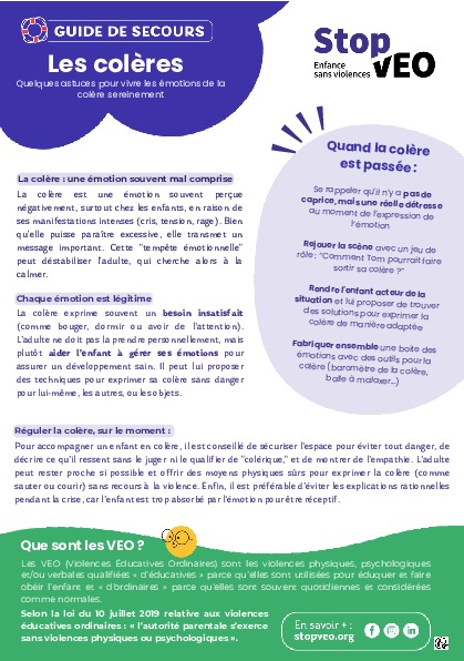 Guide de secours pour les colères - VEO