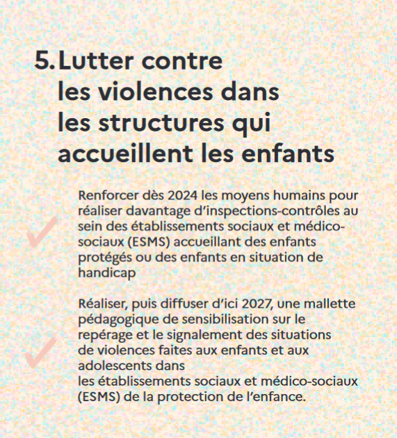 Le plan gouvernemental de lutte contre les violences inclut en 5e la lutte contre les violences dans les structures qui accueillent les enfants.