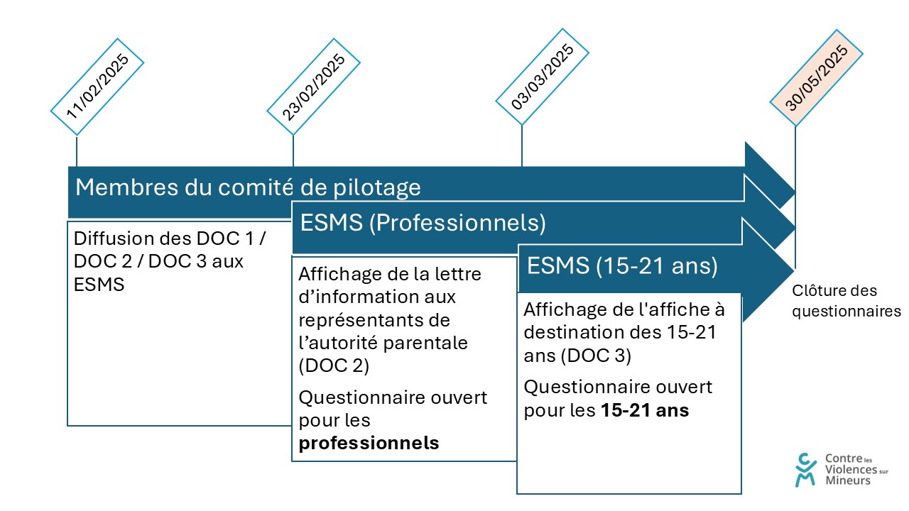 Planification des 2 questionnaires liés à la recherche quantitative en ESMS