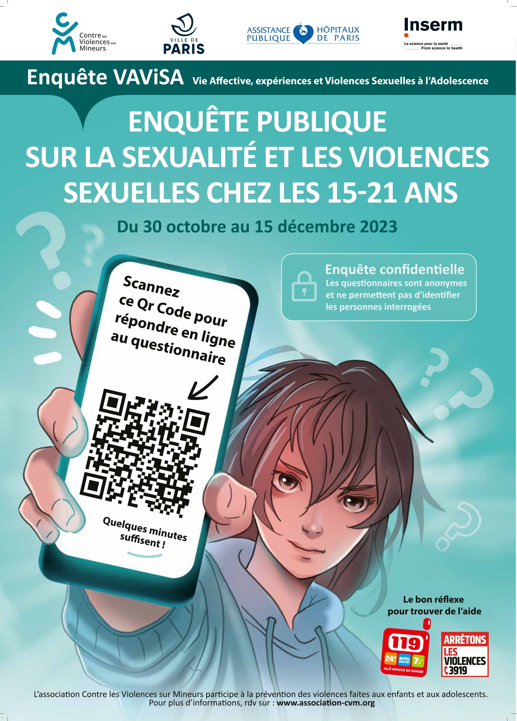 Poster de l'étude VAViSA présente l'énquête et son QR code.