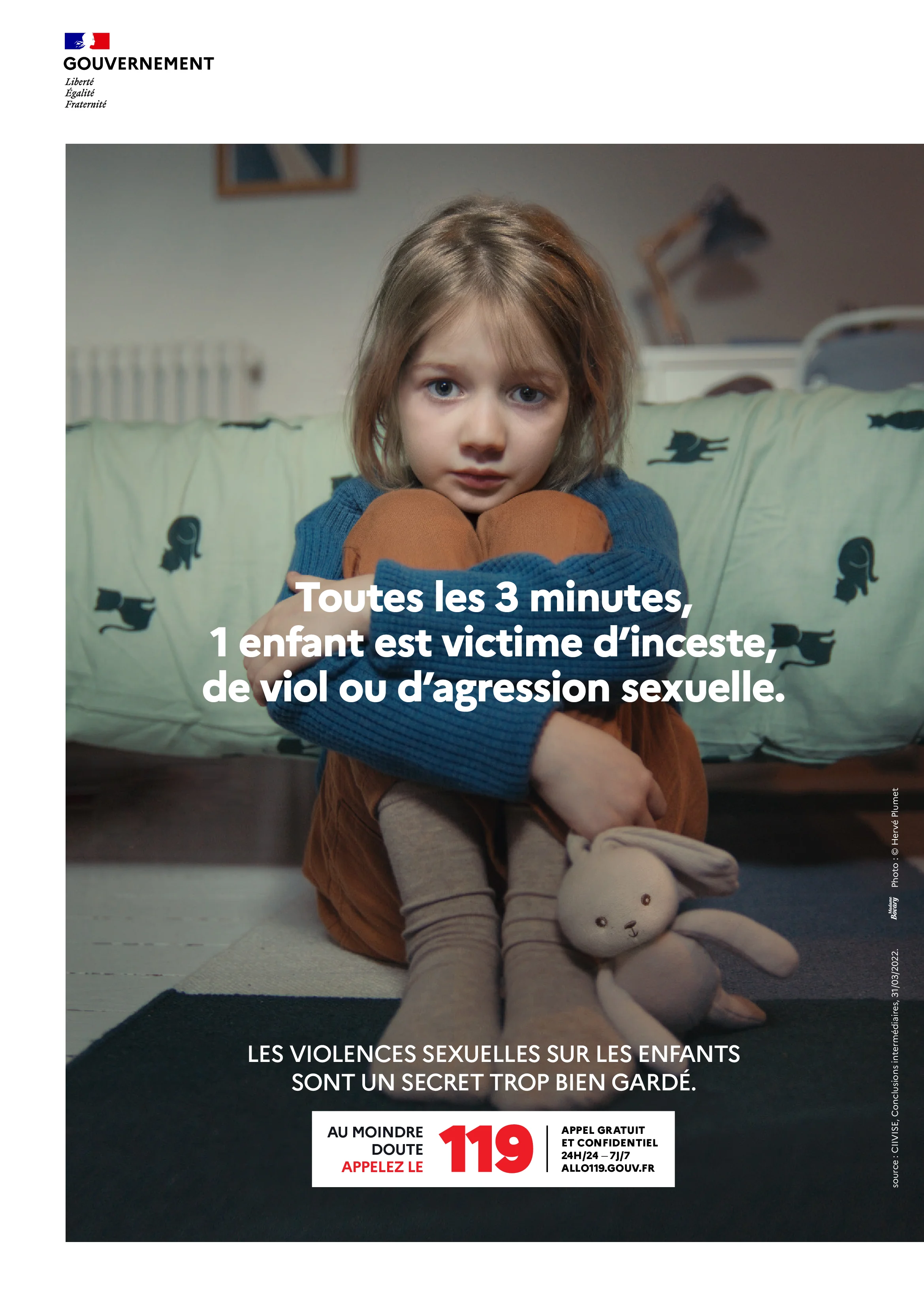 Affiche de la campagne de sensibilisation du gouverenement sur la lutte contre les violences sexuelles faites aux enfants